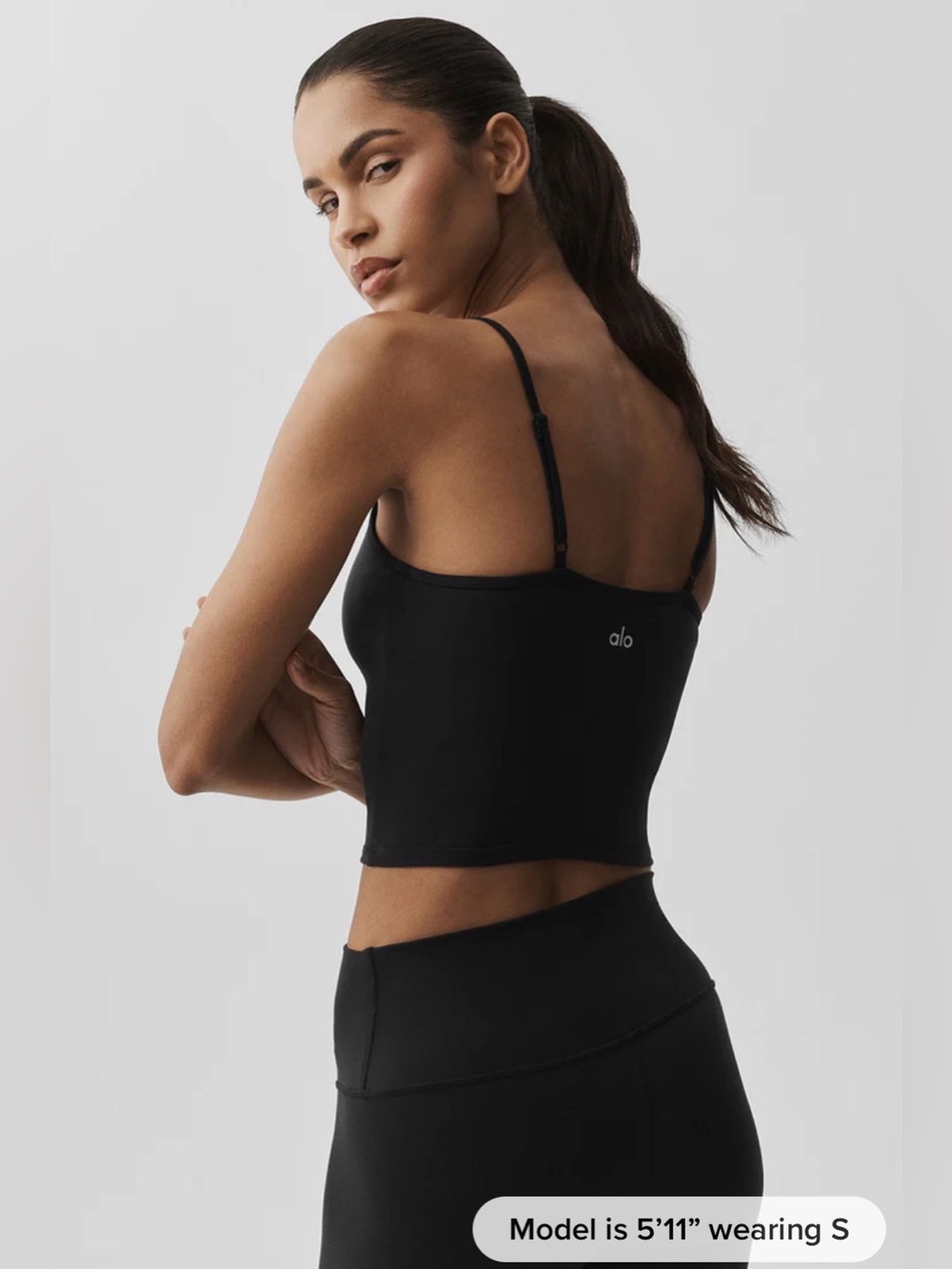 NWT Alo Yoga Airbrush Refined Bra Tank in Black Size Small - Picture 3 of 6